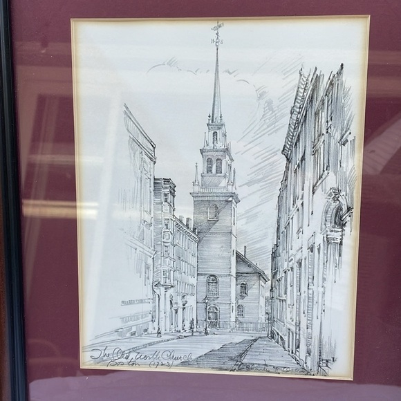 Charles Overly  “The Old Worth Church” Framed Print - Picture 3 of 9